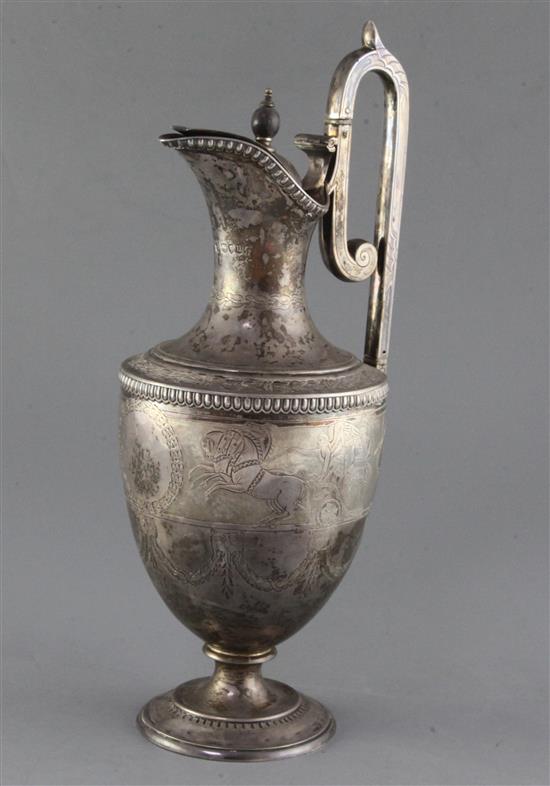 A Victorian silver vase shaped ewer, by Martin, Hall & Co, 26 oz.